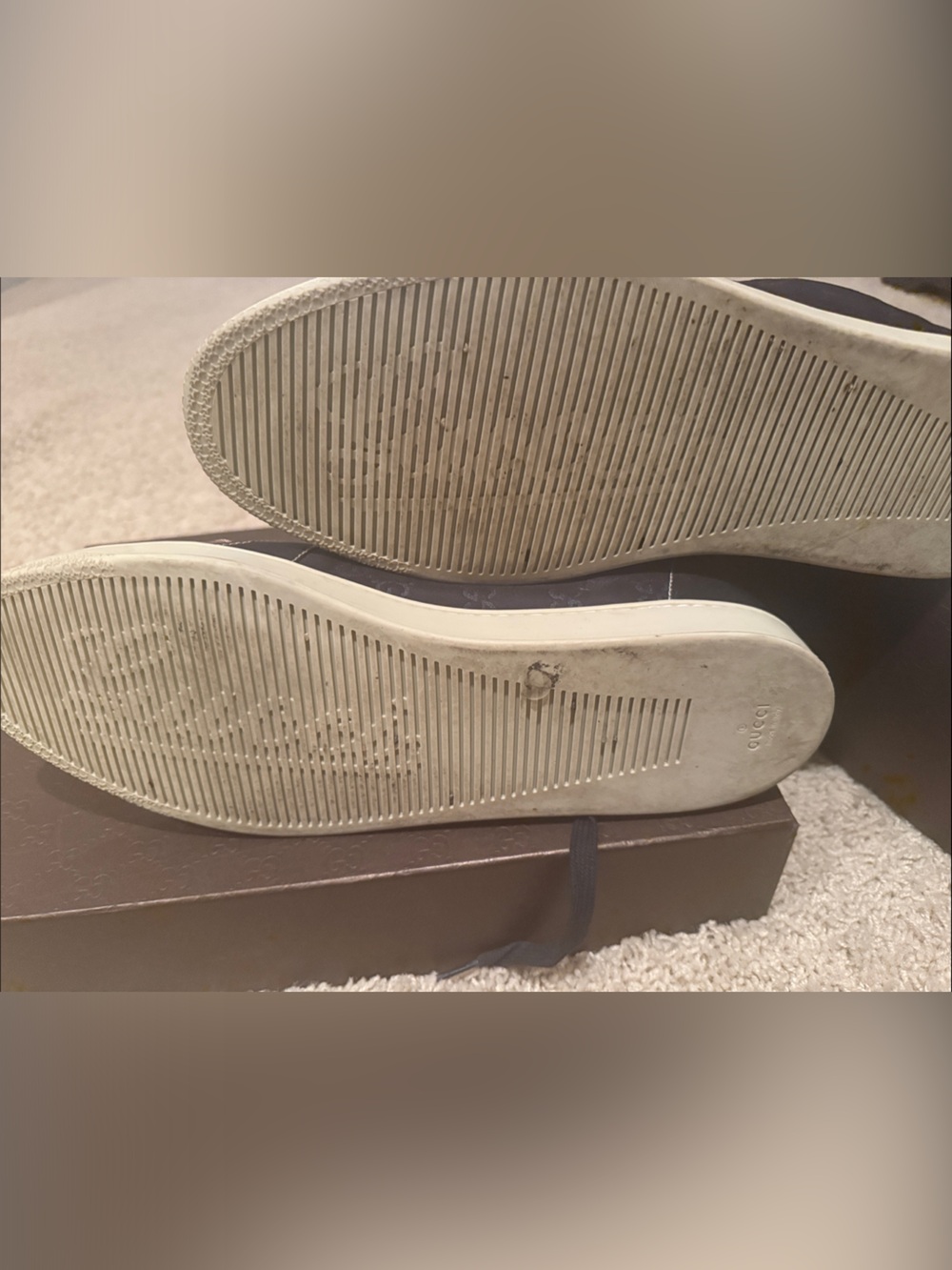 Gucci Navy and Brown High-Top Sneakers - Picture 4 of 6